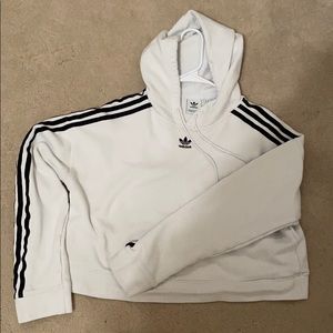 Adidas White Crop Top Hoodie